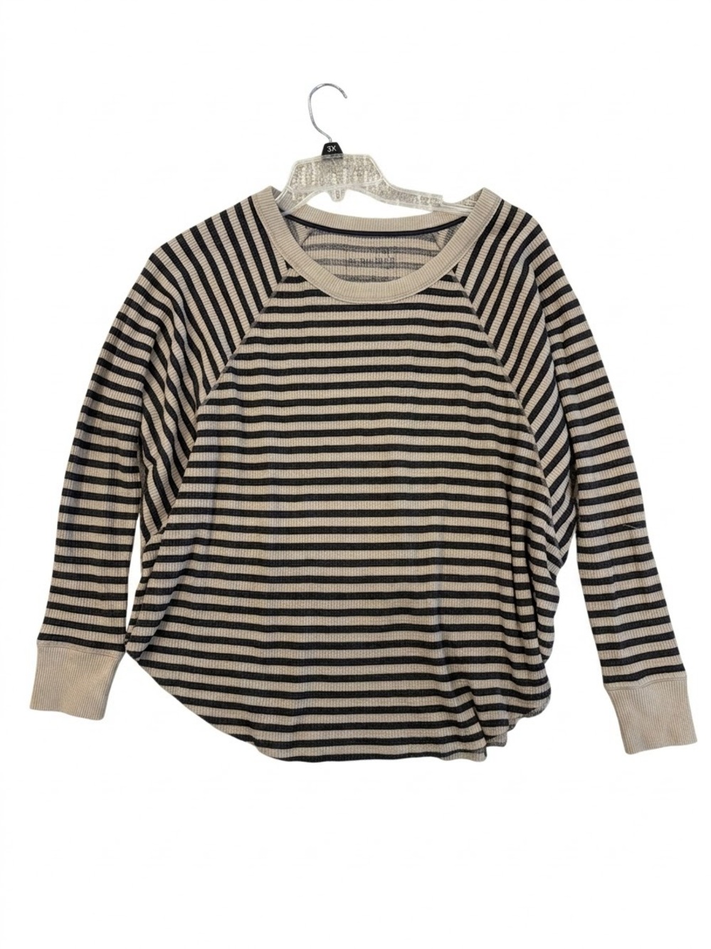 Free People We the Free Striped Oversized Thermal Long Sleeve Shirt Medium (M)